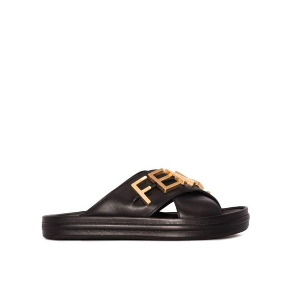 Fendi - Women’s Black Graphy Leather Sandal - Picture 2 of 3